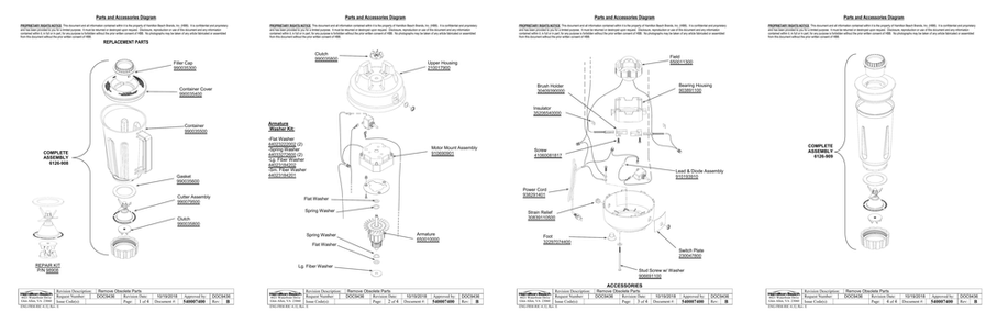 Diagram Diagram and Parts List for 908  Hamilton Beach Blender